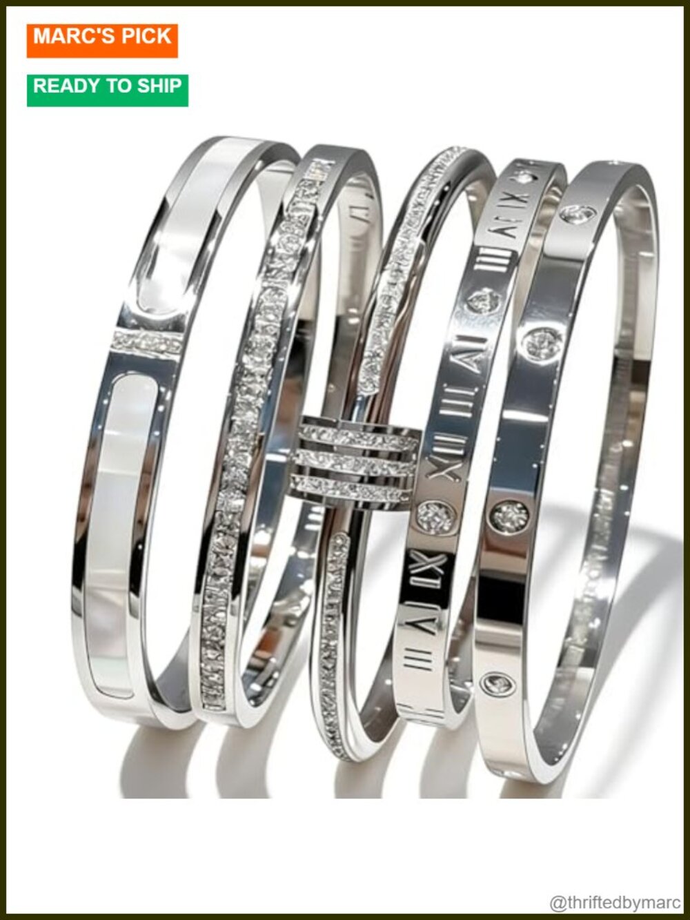 Stainless Steel Gold Plated 5-Piece Bangle Bracelet Set